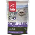 Влажный корм BLITZ Holistic для стерилизованных кошек «УТКА С ЛОСОСЕМ» 85г